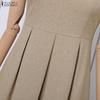 ZANZEA Women Elegant Doll Collar Summer Casual Sleeveless Dress