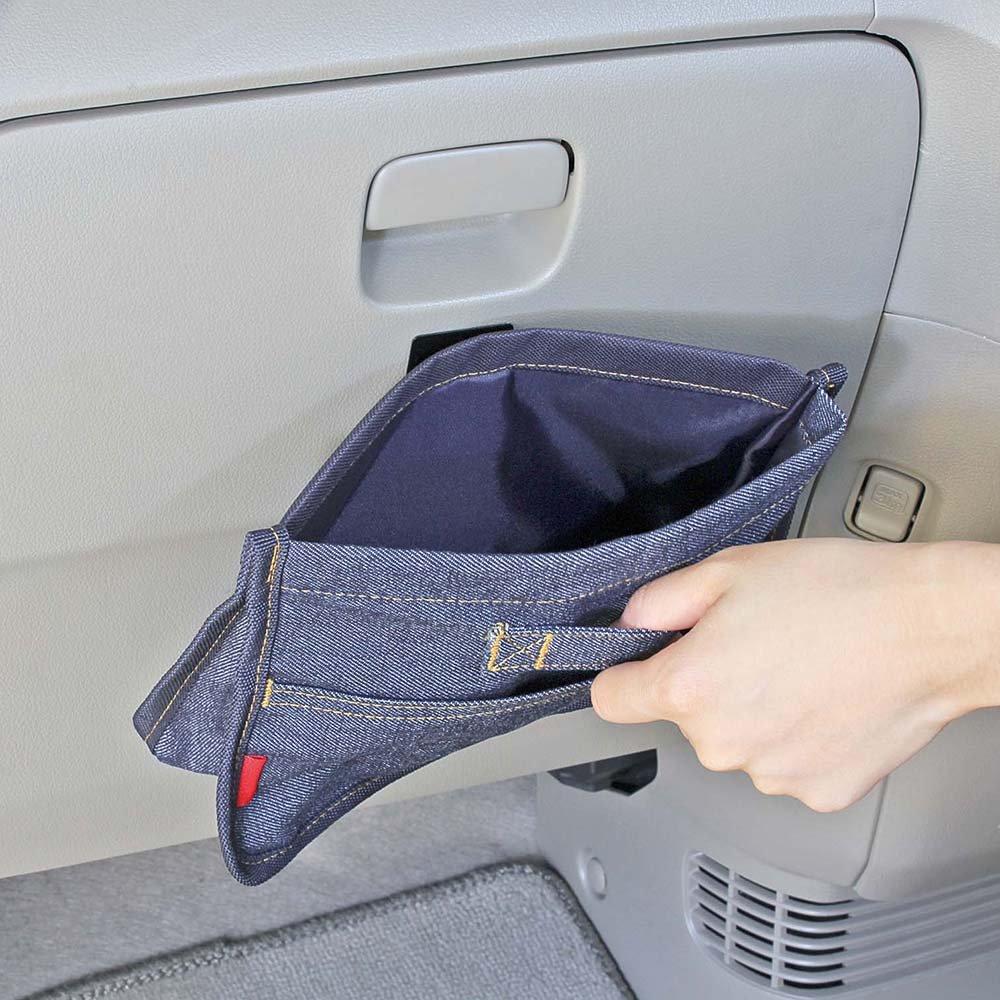Napolex Light Fizz Flat Dust Car Trash Denim with Adhesive Hooks for Center Console Mounting Can, Pattern, Ultra-Thin, (NAPOLEX LF-145)