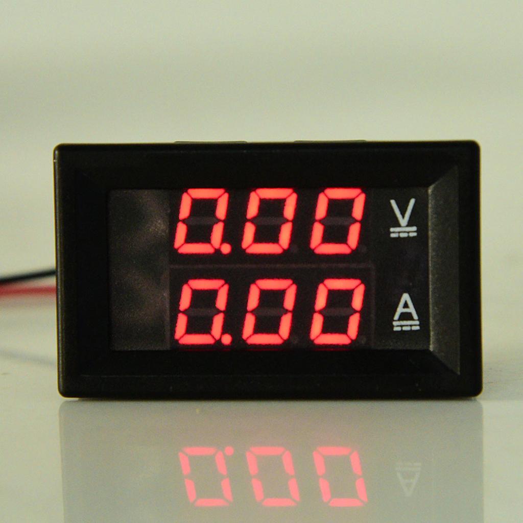 3 Digit DC 0 100V 50A 10A Voltmeter Ammeter Gauge Dual LED Panel (Red & Red 10A)