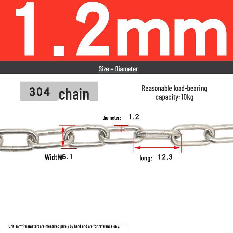 304 Stainless Steel Dog Chain - Available in Thicknesses: 1.2mm to 12mm