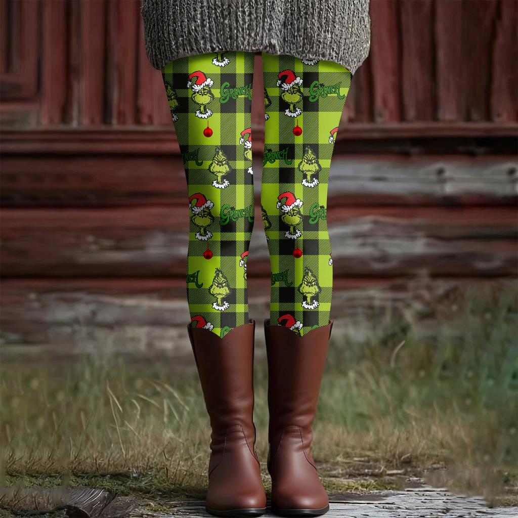 Women's Casual Fashion Outdoor Christmas Printed Slim Elastic Yoga Pants Cropped Pants