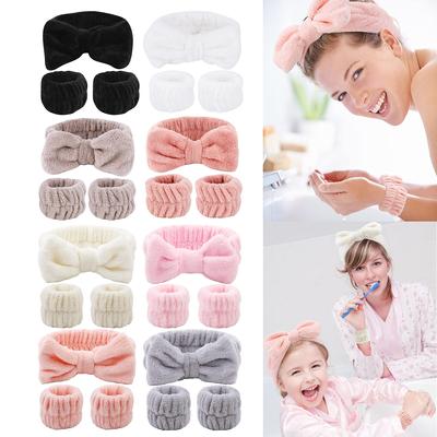 Waschbares Gesichts-Armband-Set, Stirnbänder, Spa-Badezimmer-Zubehör-Set, Wasseraufnahme, wasserdichte Armbänder, Damen und Mädchen, Schweißbänder