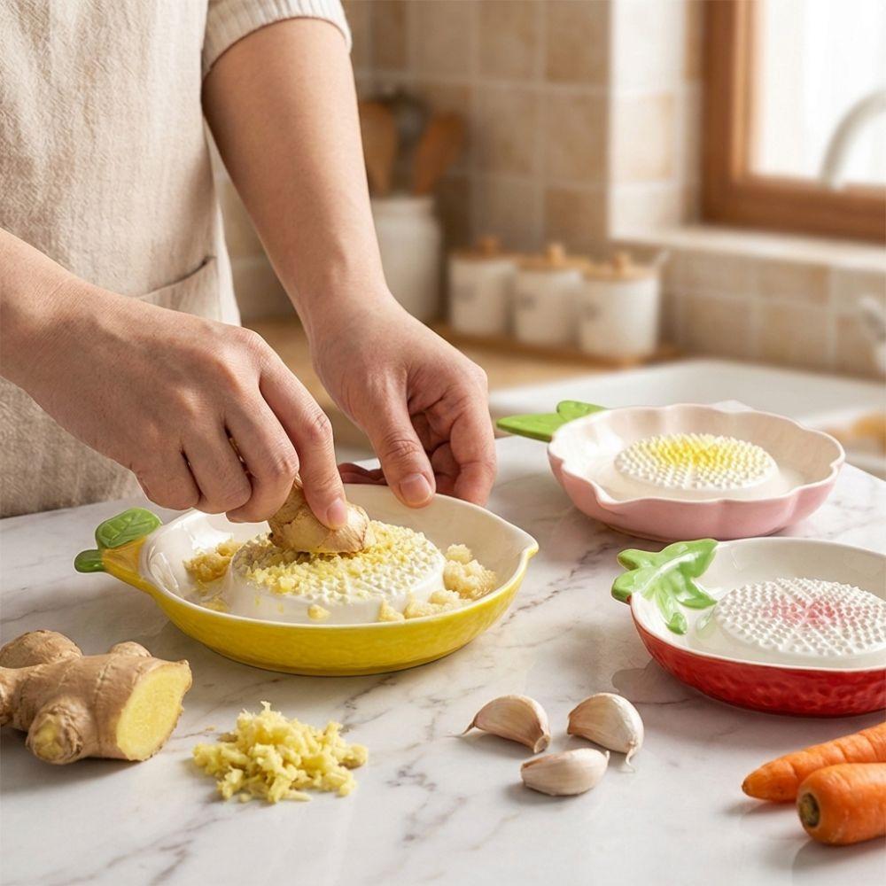 Raised Teeth Ceramic Grater Plate 2-in-1 Manual Garlic Masher Kitchen Puree Grater Restaurant