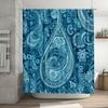 1pc Digital Blue Paisley Shower Curtain , Durable Polyester, Easy-Clean, Machine Washable with Hooks, for Bathroom Decor