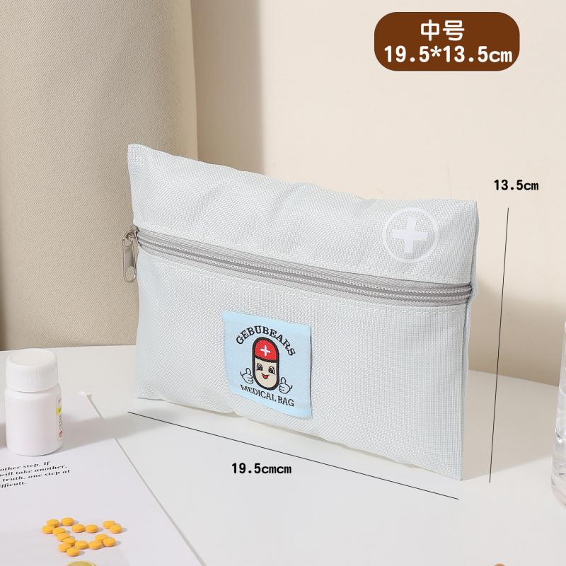 Portable First Aid Storage Bag Oxford Cloth Medicine Organizer Pouch With Zipper Compartments For Home Travel Outdoor Daily Use Small Items