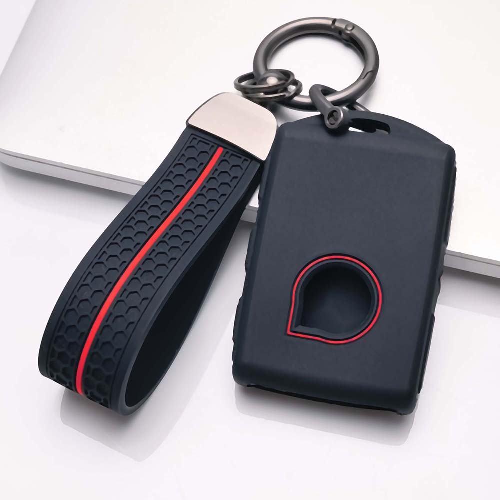 Key Fob Cover for Volvo with Keychain Anti-Scratch Guard Shockproof Protection Soft Grip Texture Responsive Button Touch Dust Resistant Cover