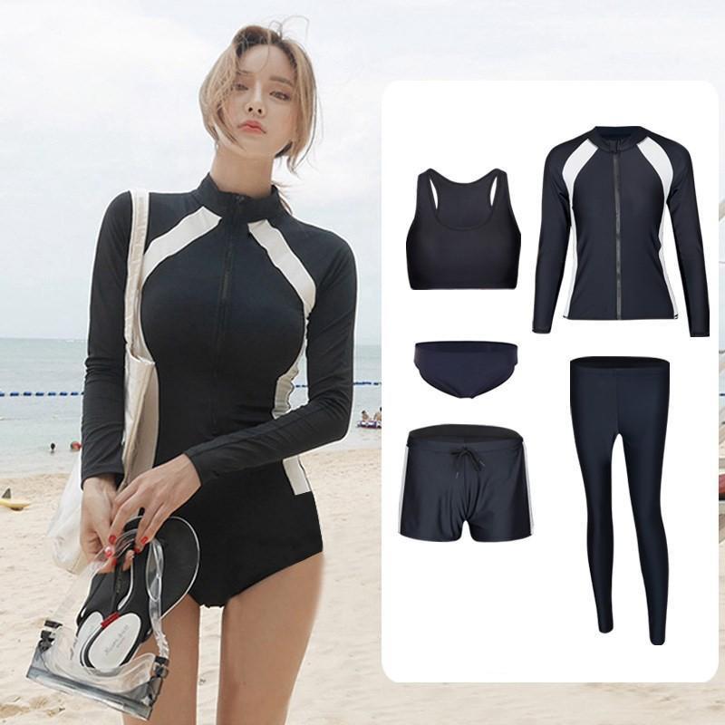 Women Men UV Protection Rash Guard Set Long Sleeve Swimwear Snorkeling Surfing Beach Water Sports