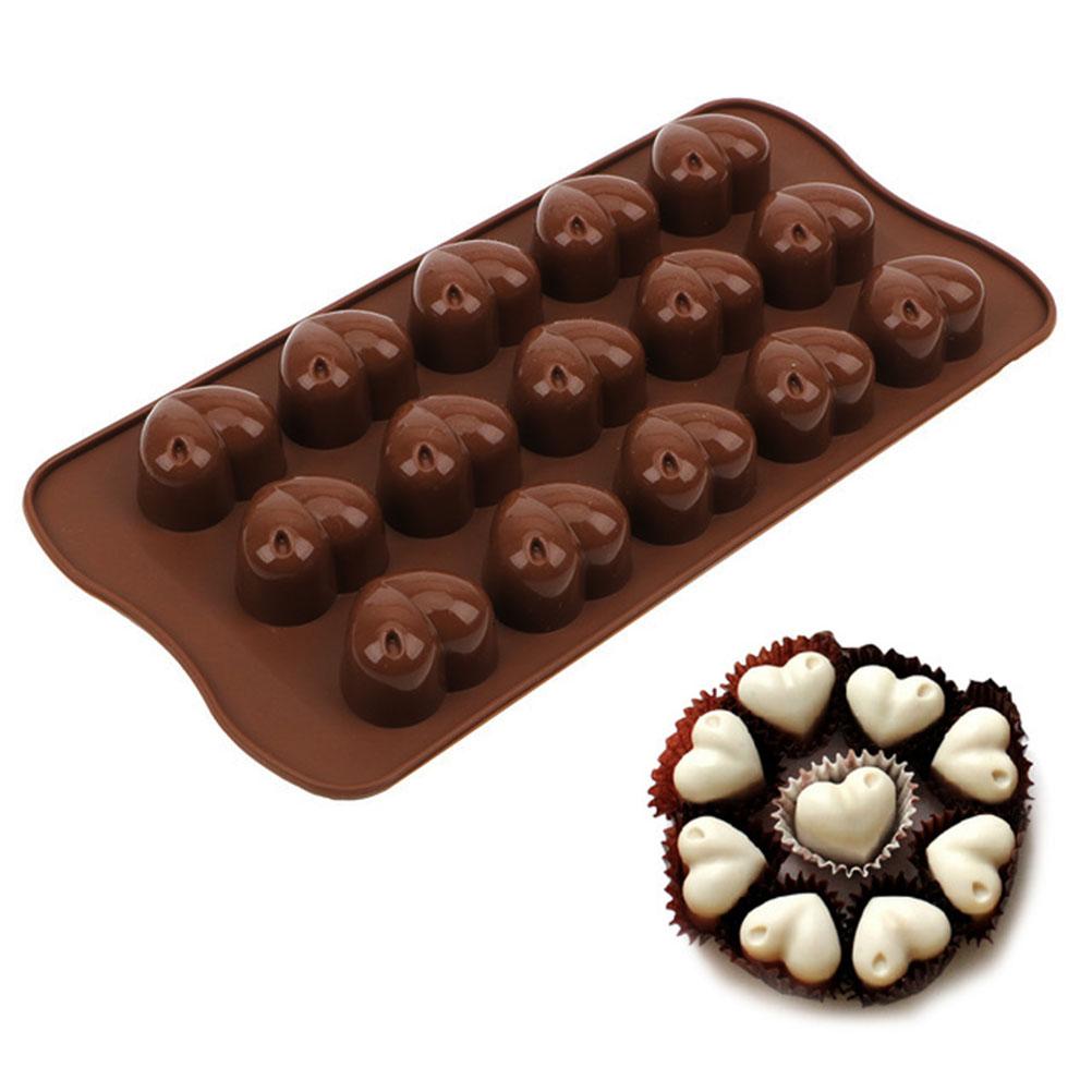 15 Solts Silikon Liebesherzform Schokoladenform Süßigkeiten Keks Kuchen Backform