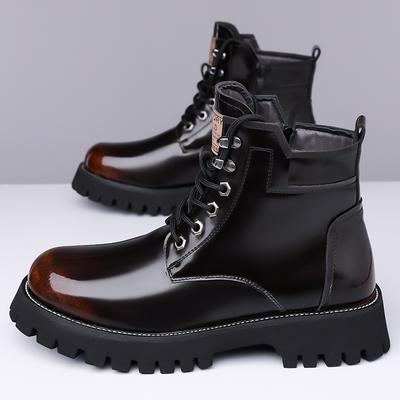 Outdoor Hiking Mens Motorcycle Boots Wear-resistant Ankle Boots Side Zip High Top Shoes Classic Botas Non-slip Sneakers