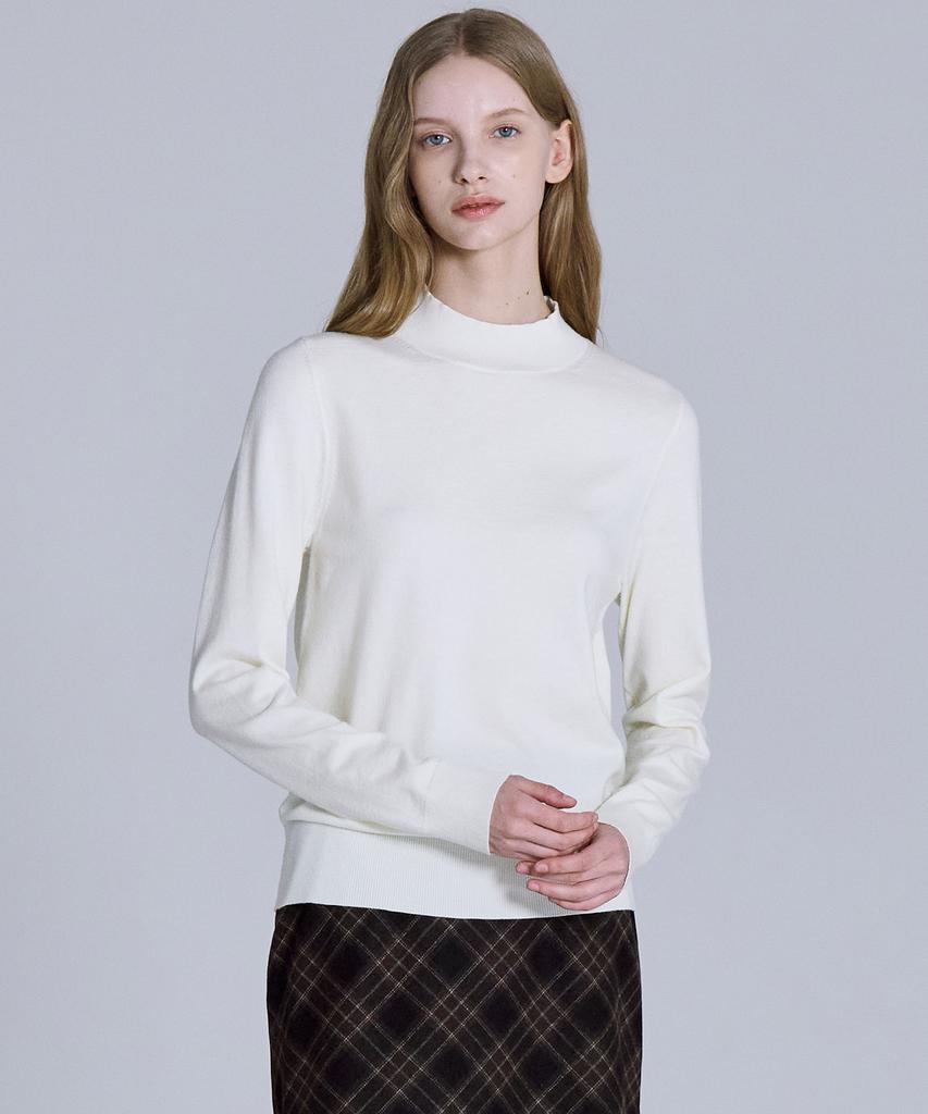 BASIC HOUSE Women'S High-Neck Long-Sleeve Sweater Ivory Lykt7202