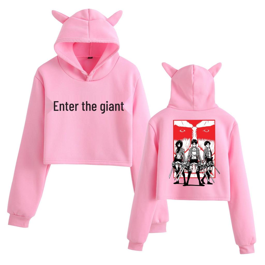 Attack on Titan Cat Ear Crop Top Hoodie for Women