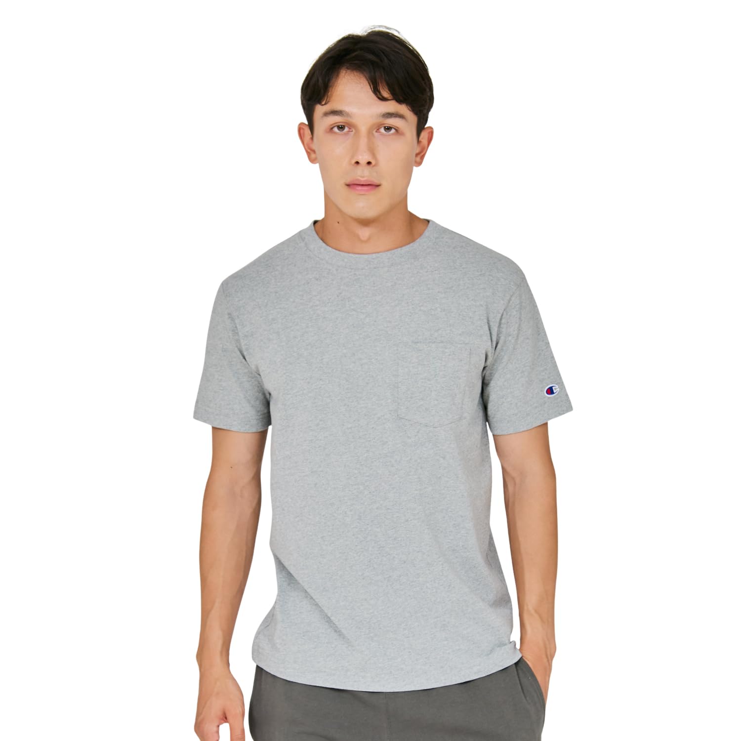 Champion Short Sleeve T-Shirt Crewneck 100% Cotton USA Short Sleeve Pocket T-Shirt Basic C3-X357-070-M