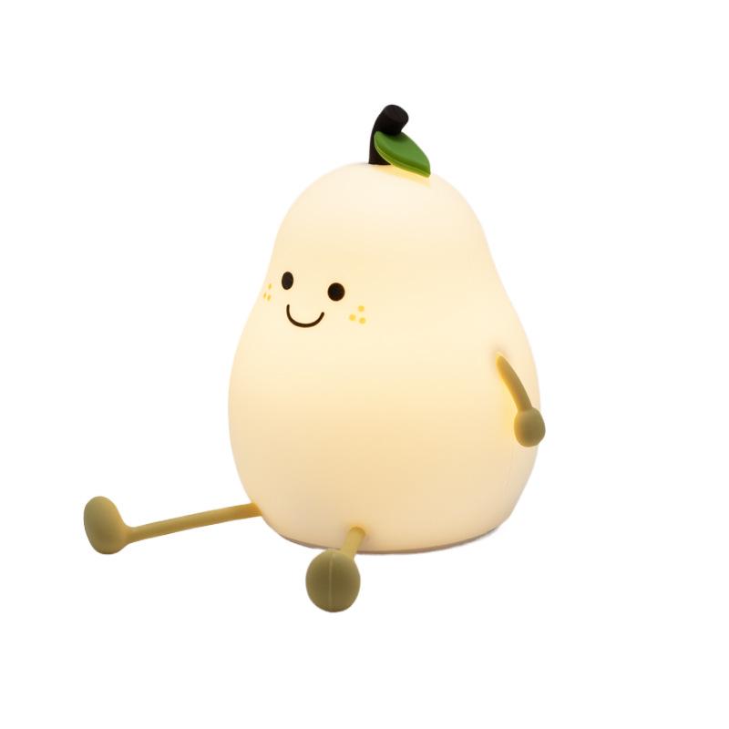 Pear-Shaped Silicone Night Light - Cute Atmosphere Lamp for Girls' Bedroom, Birthday Gift, Bedside Table Lamp