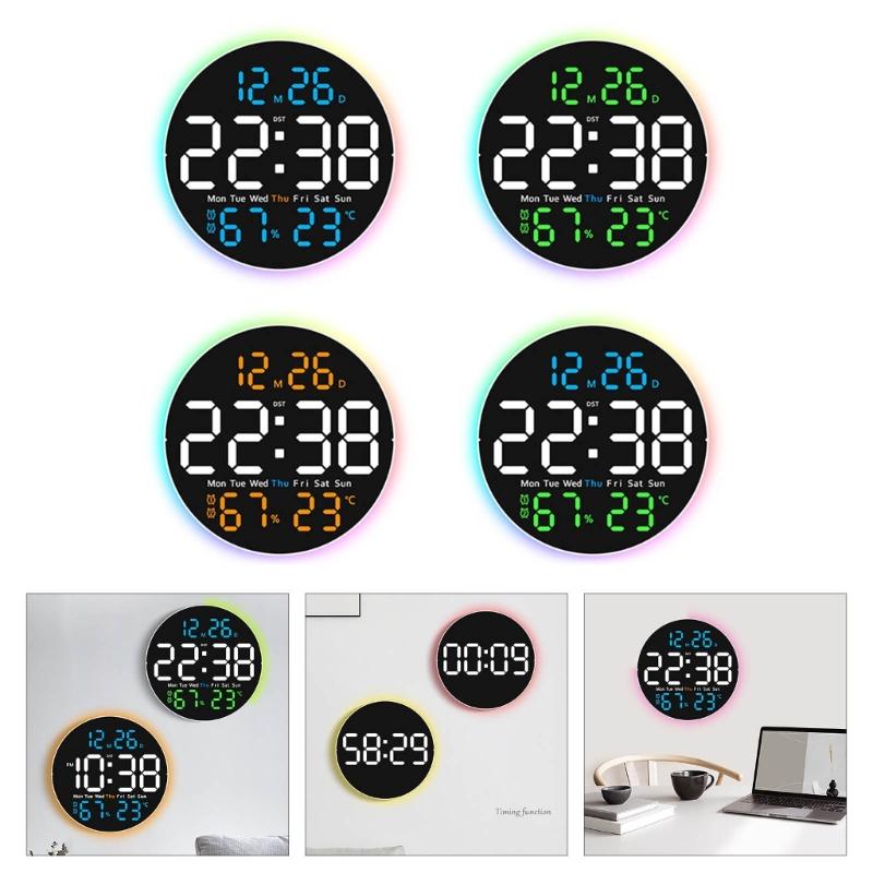 10Inch Large Digital Wall Clock Remote Control 2 Alarms Big LED Display 10 Brightness For Living Room Elderly Gift