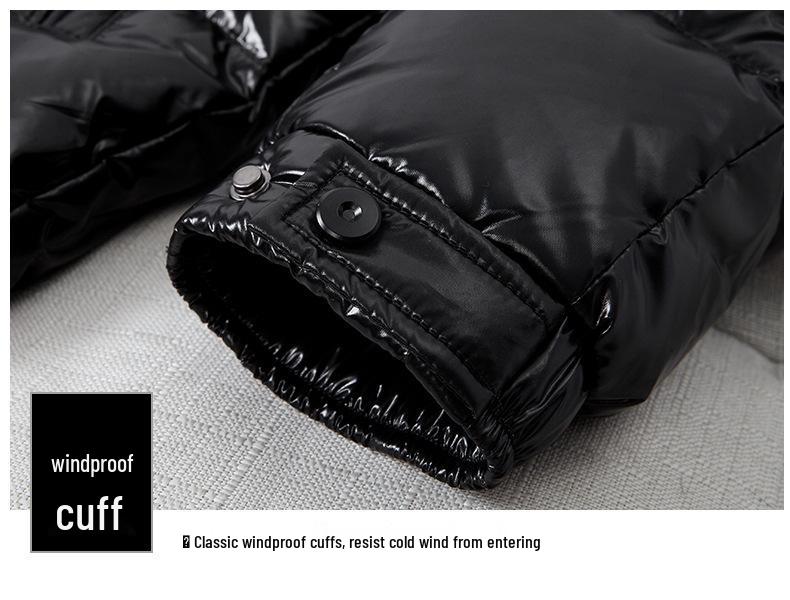 Herren Winter 2021 Glänzende Kapuzen-Daunenjacke - Kurzer, Dicker und Warmer Mode-Mantel