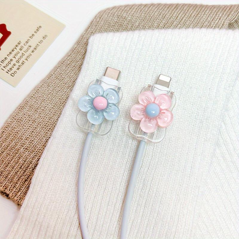 

2pcs Wave style mobile phone data charging cable protective case cute cable biting device