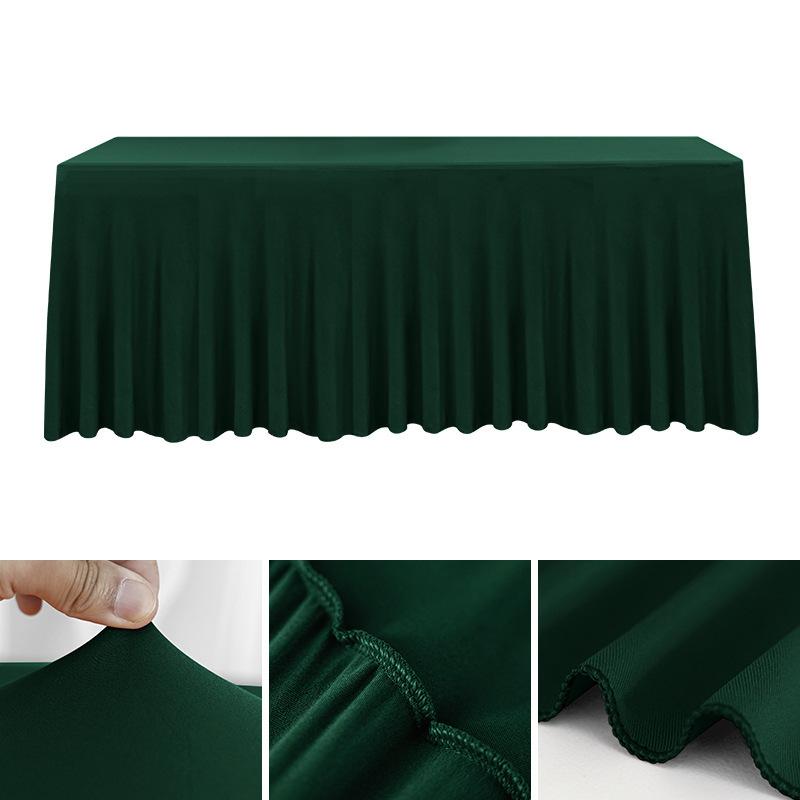 Spandex Rectangle Table Skirts 4/5/6/8ft Fitted Table Cover Wrinkle Resistant Cloth for Hotel Wedding Anniversary Party Decor