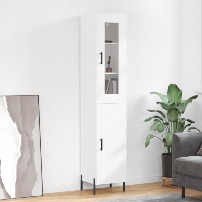 VidaXL Buffet haut Blanc 34,5x34x180 cm Bois d'ingénierie 3199177