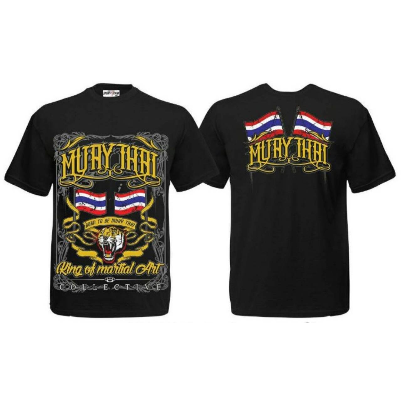 

Футболка Муай Тай Кикбоксинг с коротким рукавом с принтом Король боевых искусств Тигр Хлопок Таиланд Черный Круглый вырез 2xl