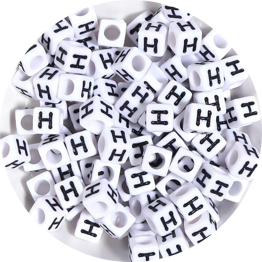 50-100pcs White And Black Color Letter Beads Alphabet Loose Beads Square Beads For Jewelry Making DIY Earring Bracelet Charm