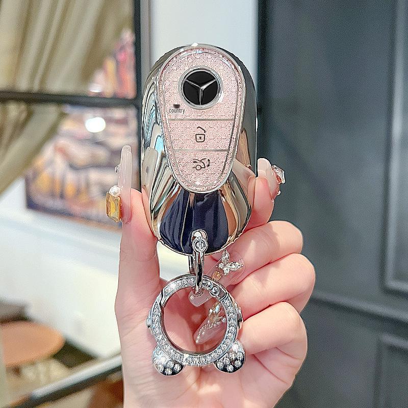 High-End Key Case for 25 Mercedes-Benz Models: E300L, C260L, GLC, GLS, EQE, A-Class - Elegant Design for Women