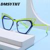 Metal Hollow-out Pattern Large Frame Anti Blue Light Eyeglasses Men Women Cat Eye Wacky Color Blocking Glasses