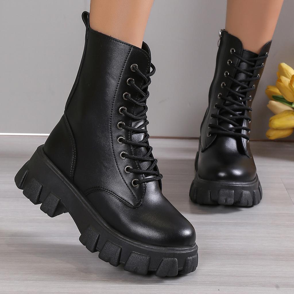 Fashion Winter Silver Crystal Thick Sole Ankle Boots Women's Thick Sole Motorcycle Boots Women's Luxury Rhinestone Punk Shoes Size 35-43