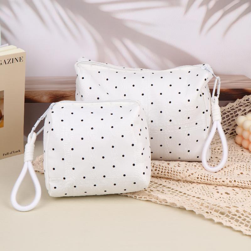 Ins Simple Polka Dots Cosmetic Bag Portable Makeup Bag Travel Storage Pouch Large Capacity Toiletry Zipper Bag Girl Gifts