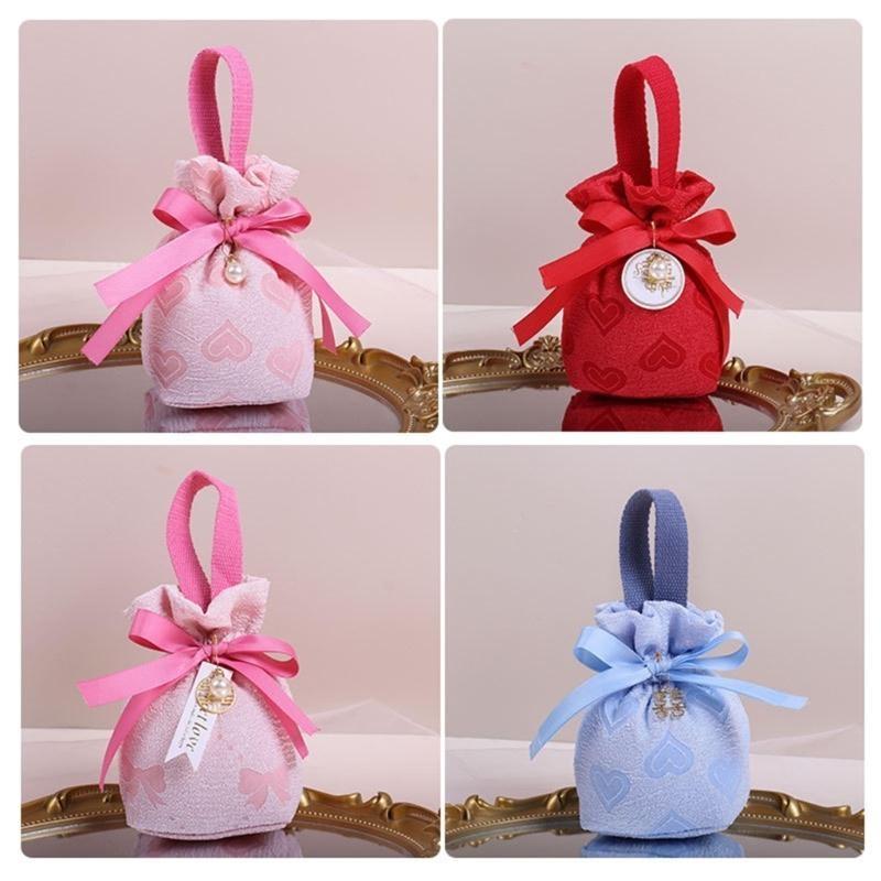 Pack of 6 Wedding Candy Boxes Handbag Party Gift Bags Candy Bags Pouches