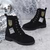 Fall/Winter New Mid-Leg Front Lace-Up Viscose Shoes Suede Block Heel Round Toe Martin Boots Women's