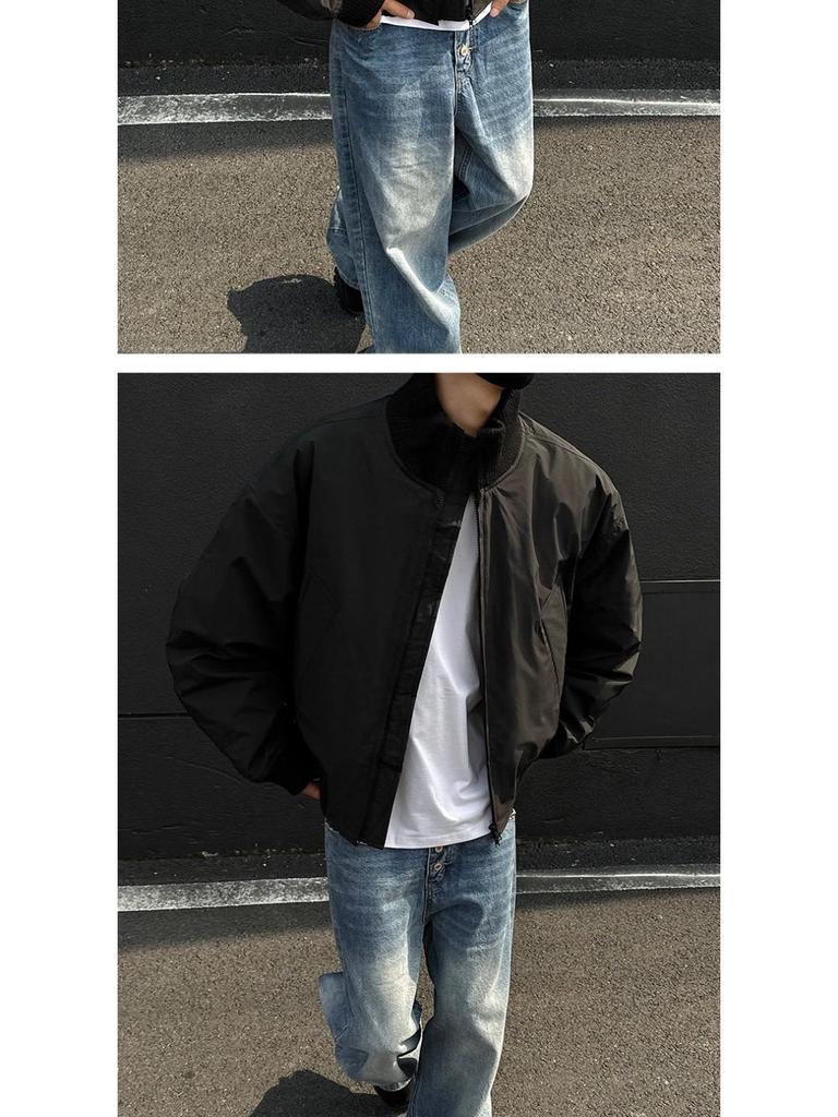 Men's American Style Cotton Bomber Jacket: Winter Hipster Baseball Coat