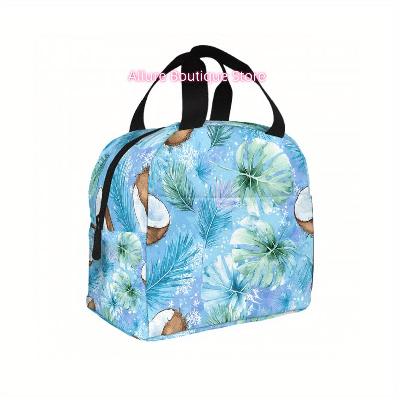 1pc 2D Printing Tropical Leaves And Coconuts Pattern Universal Work Lunch Bags for Both Men And Women - Small-Sized Adult Lunch