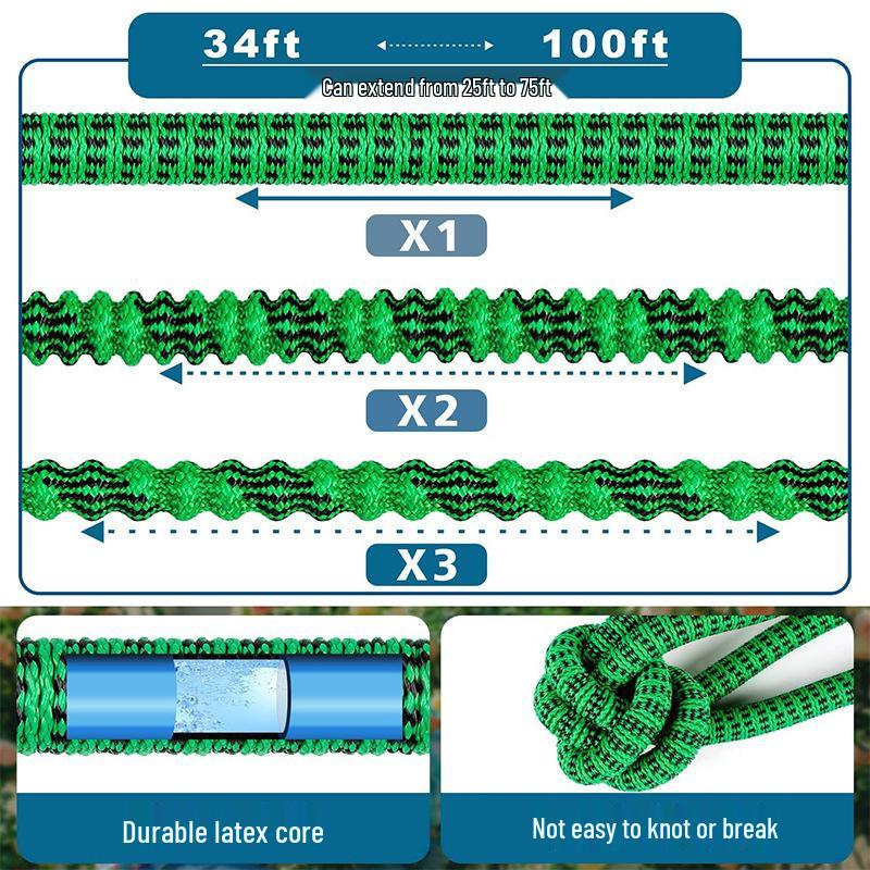 Gedeng 3x Telescopic High-Pressure Garden and Car Wash Water Hose Set with Spray Gun