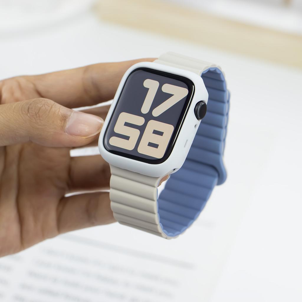 Silikonarmband + Hülle für Apple Watch Armband Ultra 2 49mm 44mm 45mm 42 40mm 38 41mm Damenarmband für iWatch 9 7 8 6 5 4 SE Armband