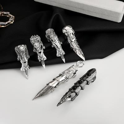 Metall Punk Gelenkring, Übertriebene Persönlichkeit Dornen Beweglicher Retro Exoskelett Ring