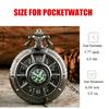 Vintage Black Compass Design Quartz Pocket Watch, With Necklace Pendant, World-Time Feature, Pointer Display Pocket Watch