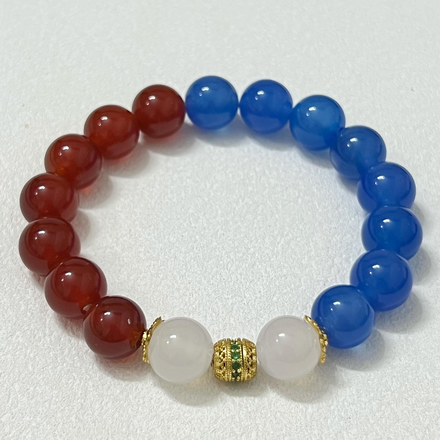 

10mm Round Beads Agate Beaded Bracelet for Women Natural Stone Stretch Bracelets Semi-Precious Gemstone Bangle DIY Jewelry Gifts Length 16cm