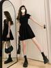 Black Elegant Women's Summer 2026 French Hepburn Style Petite Slimming Short Dress