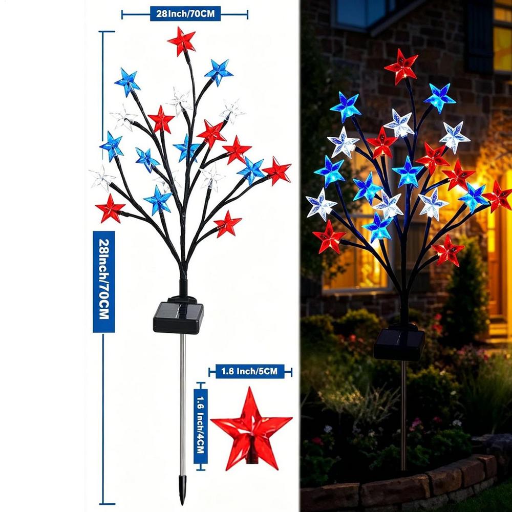 Outdoor Solar Pathway Light Dusk To Dawn Waterproof 8-Effect Solar Flag Lights for Yard Patio Driveway Backyard Homeowners