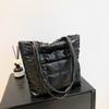 Yogodlns High Quality Winter Large Capacity Tote Fashion Feather Padded Handbag Women Underarm Bag Quilted Solid Color Shoulder Bag