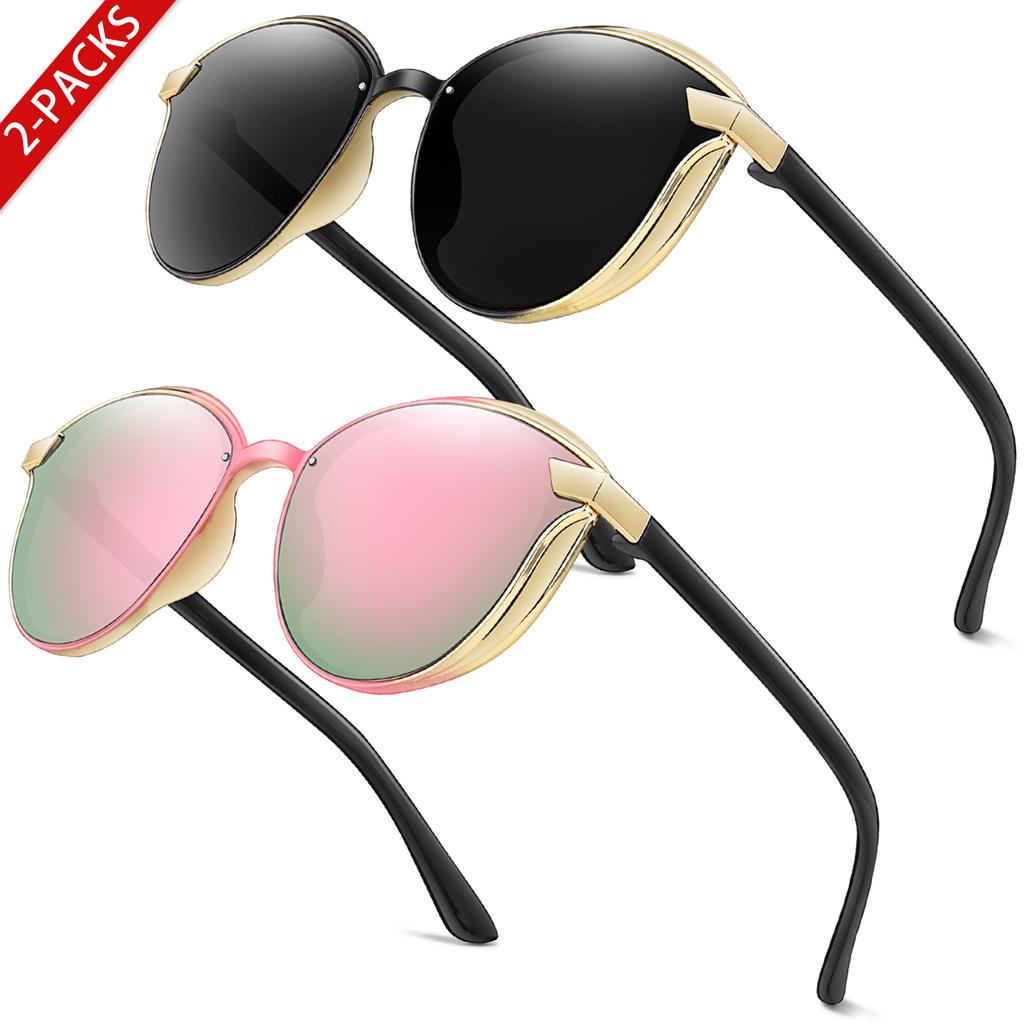 2 Pairs and 6 Pairs Vacation Sun Glasses Plastic Light Classic Oval Eyewear for Women and Men for Outdoor Travel Beach Vocation