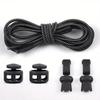 1 pair Colorful elastic band circular spring buckle adult and child elastic no tying, black and white lazy shoelaces