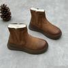 Genuine Leather Cotton Boots Retro Handmade Round Toe Thick Soled Warm Wool Women's Boots