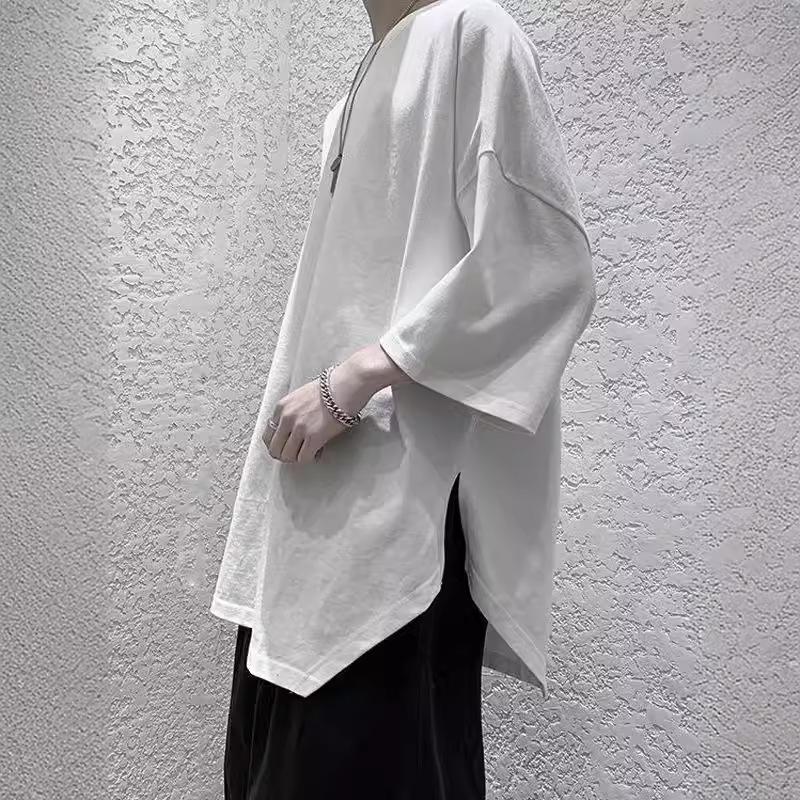 Men's Short-Sleeve Trendy Split T-Shirt, Versatile Loose Fit for Summer