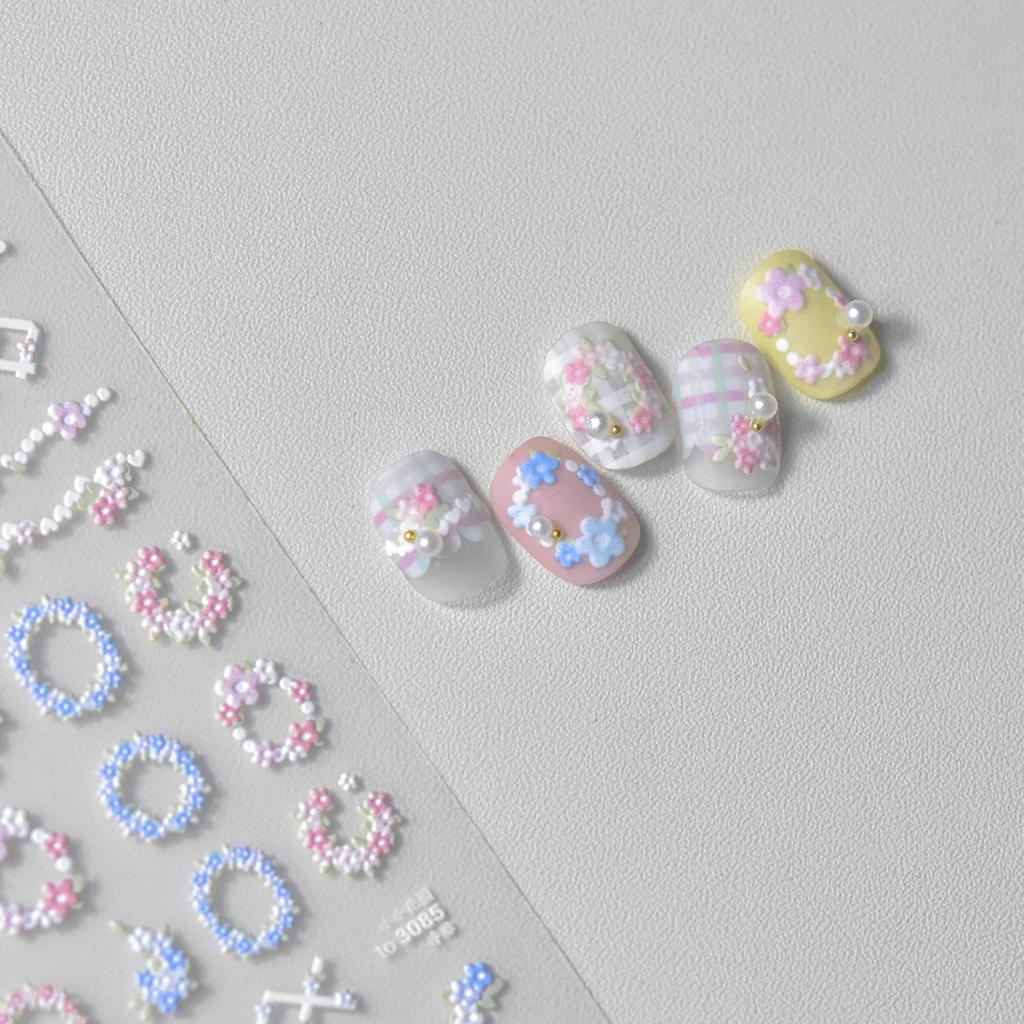 Embossed Garden Series Nail Stickers DIY Creative Decoration