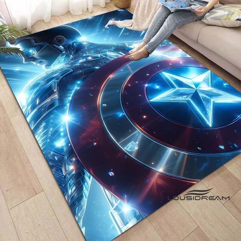 Captain America Cartoon-Themed Rug — Living Room Home Décor, Bedroom, Sofa & Doormat Accent, Children's Rug, Non-Slip Mat