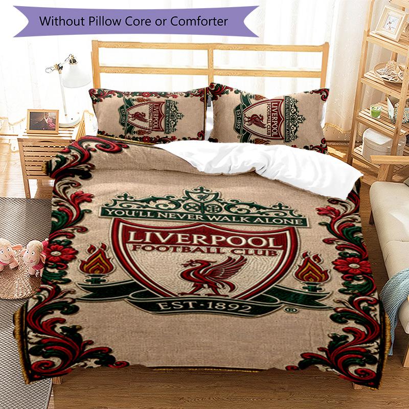 3pcs L-Liverpool (4) Design Cover Set - HD Printed Bedding with 1 Cover and 2 Pillowcases - Perfect for Home and Dorm Decor