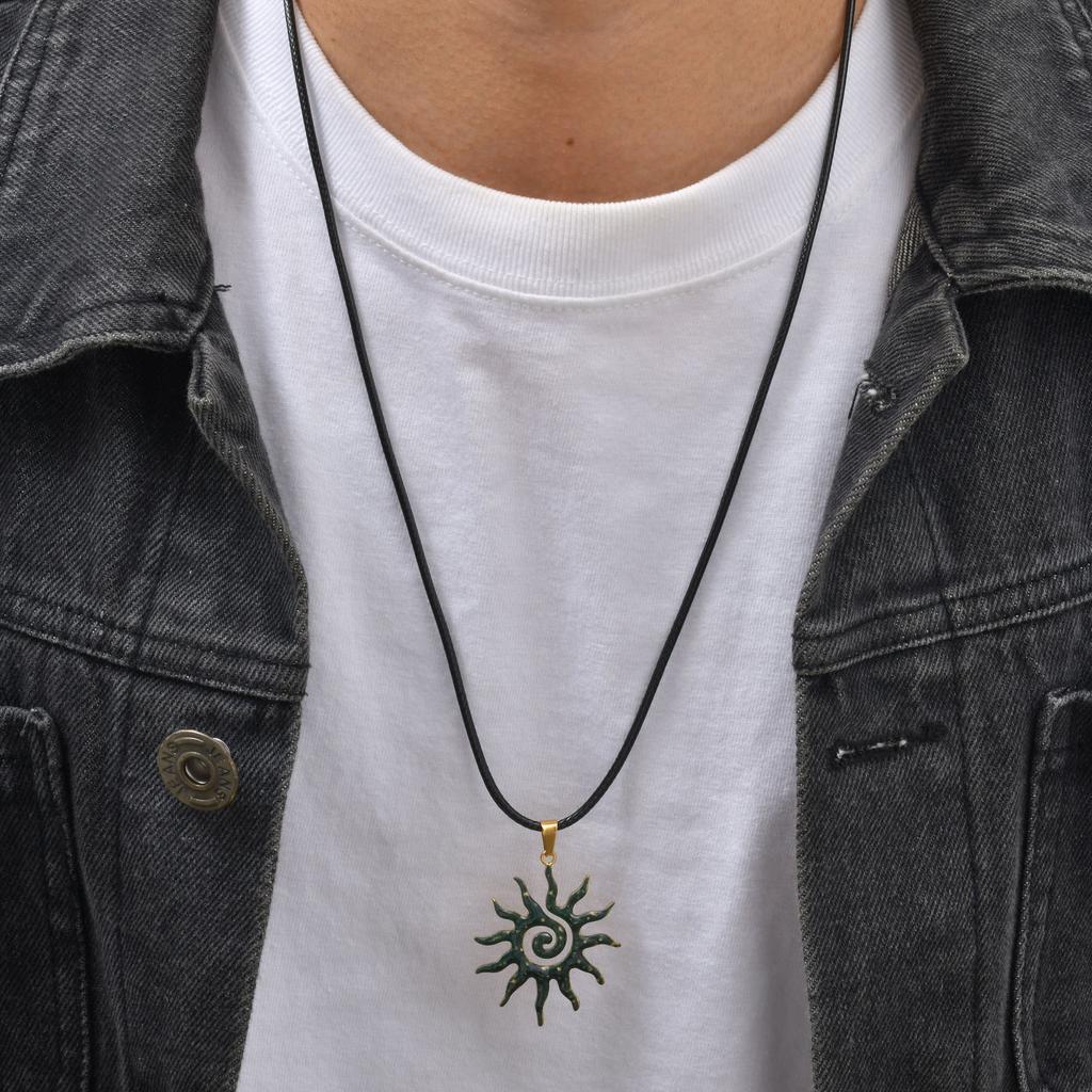 Xiaomi Vnox Sonnenanhänger Halskette für Männer Jungen, Edelstahl Sonnenstrahl Sonnenblumen Anhänger Solar Anhänger Halskette Elegante Schmuckgeschenke