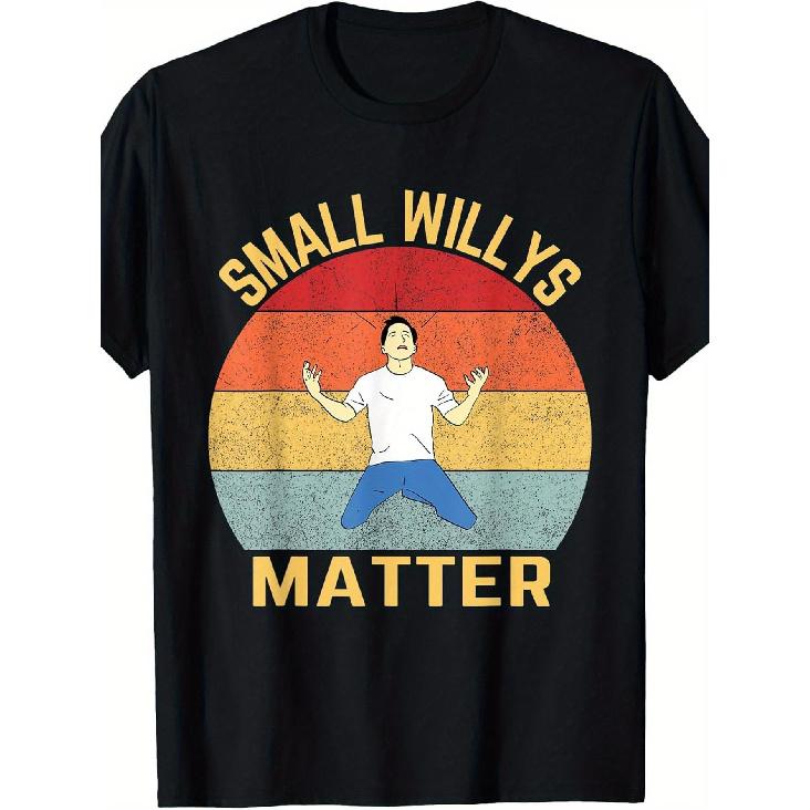 Men S Funny Stag Do Joke T-Shirt - Small Willy S Matter Slogan & Retro Striped Bullseye Chest Print - Loose Fit Funny Gag Gift for Bachelor Party, S чёрный