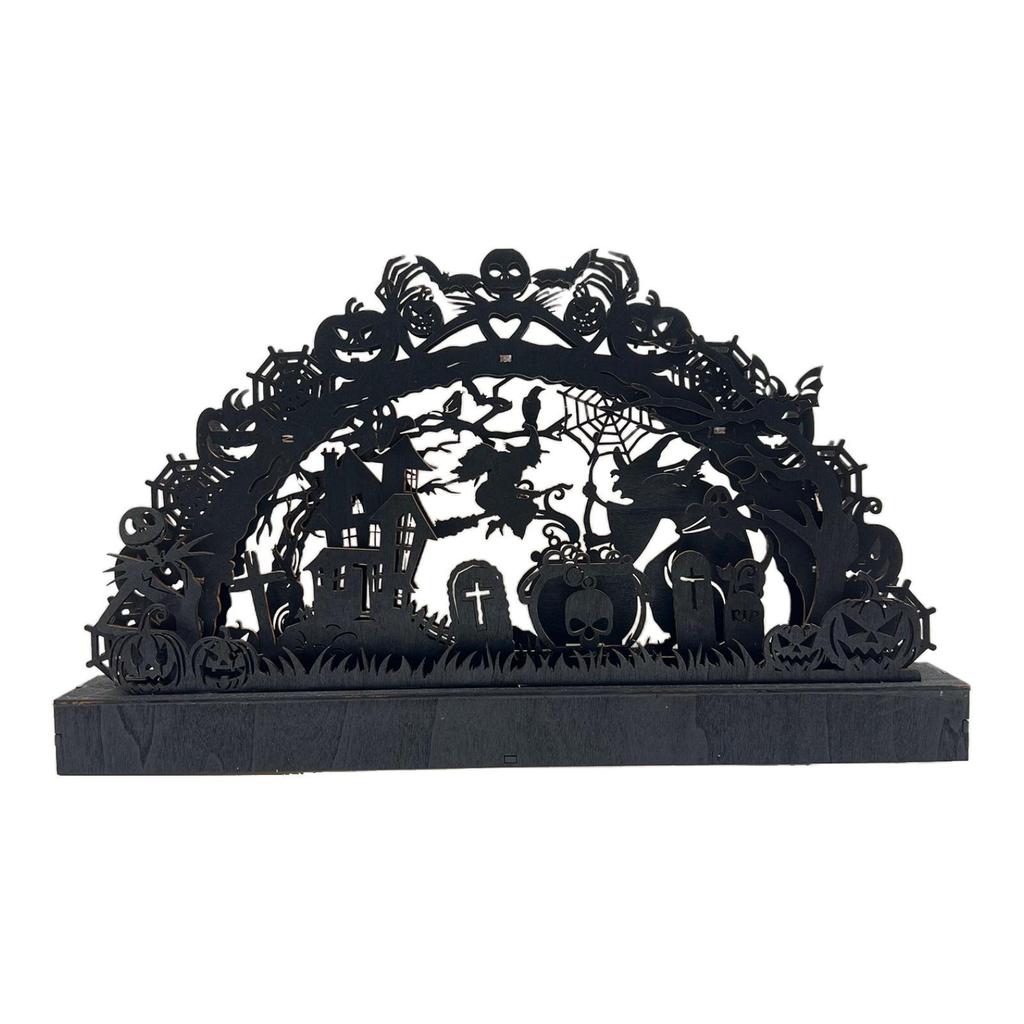 Halloween Decoration Table Centerpiece Wooden Decorative Silhouette Lighted for